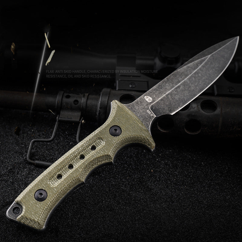 7CR17 Tactical Steel Knife | Fixed Blade | Linen Handle |with Sheath