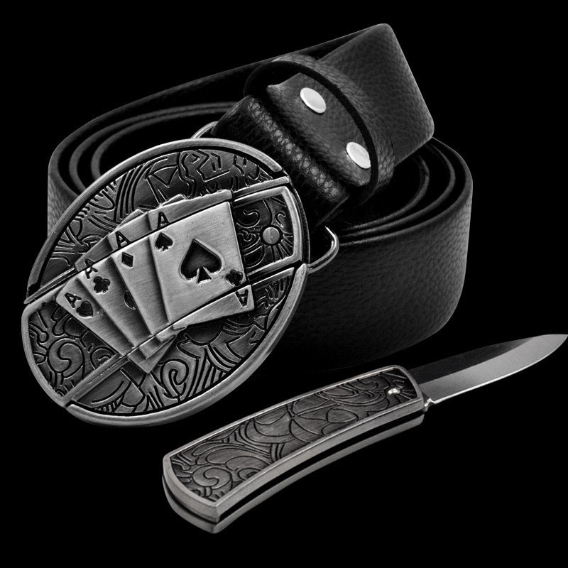 Belt With Hidden Buckle And Knife | 16 Styles