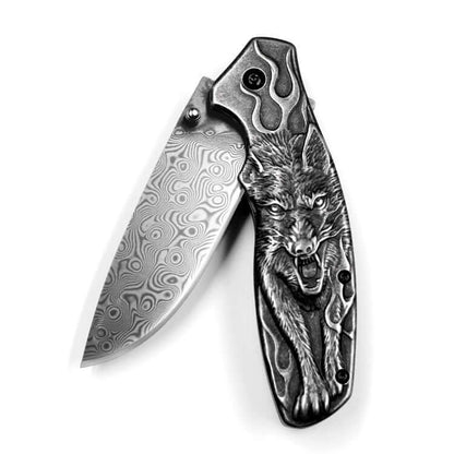 Damascus Steel Folding Knife | Powder Steel