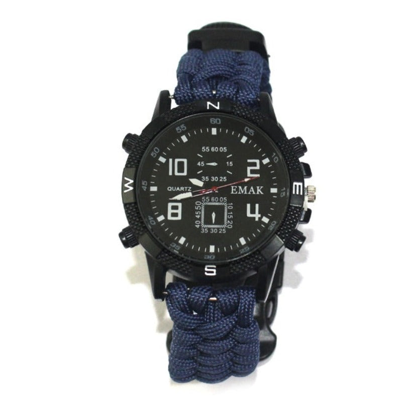 Survival Seven Core Umbrella Rope Woven Watch | AK17 Multi-Function Compass