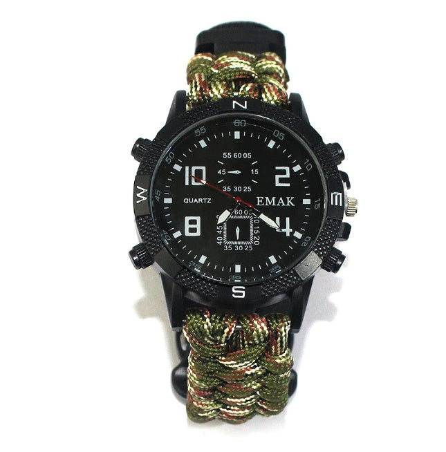 Survival Seven Core Umbrella Rope Woven Watch | AK17 Multi-Function Compass