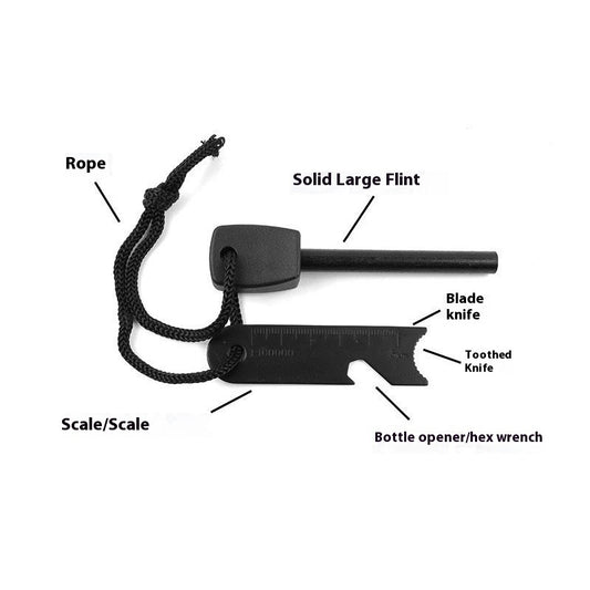 Magnesium Rod Flint | with Survival Whistle | Bottle Opener |  Hexagonal Wrench