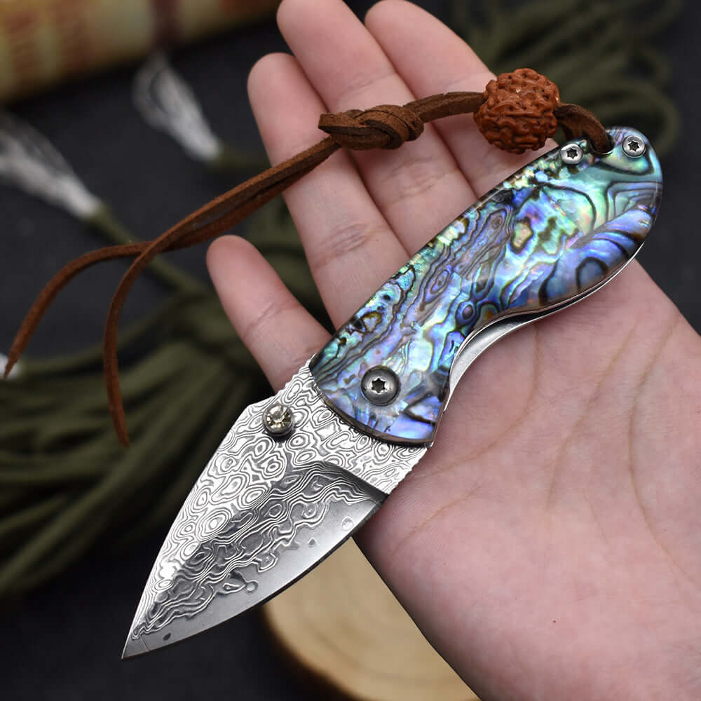 Mini Damascus Steel Folding Knife