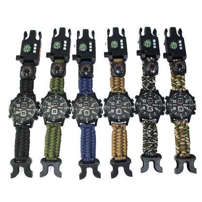 Survival Seven Core Umbrella Rope Woven Watch | AK17 Multi-Function Compass