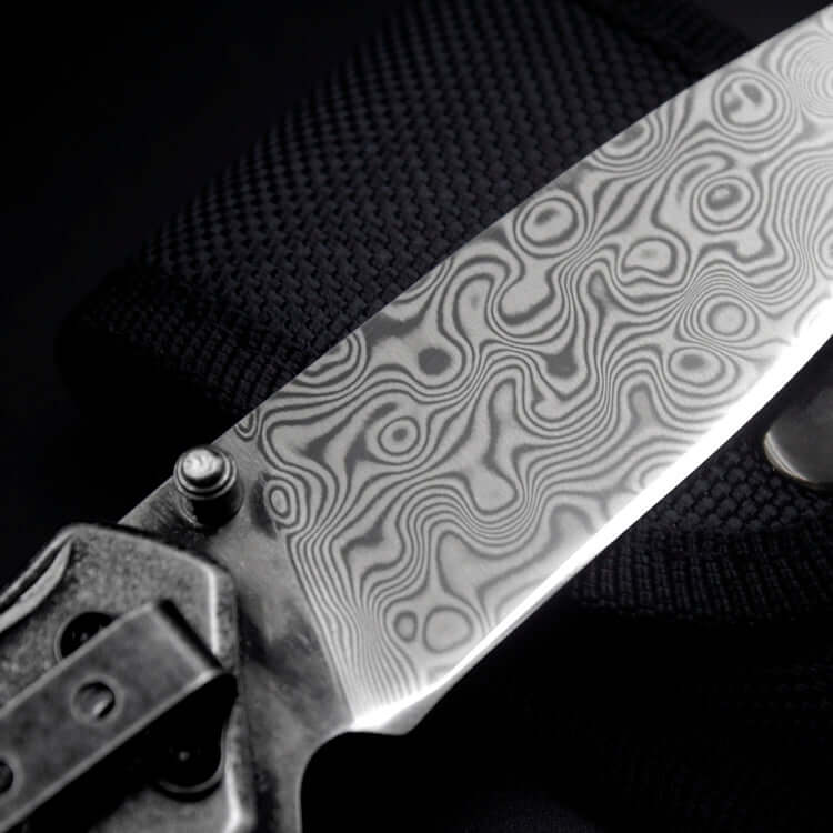 Damascus Steel Folding Knife | Powder Steel