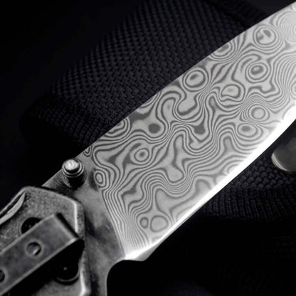 Damascus Steel Folding Knife | Powder Steel