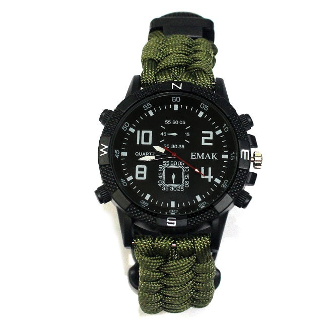 Survival Seven Core Umbrella Rope Woven Watch | AK17 Multi-Function Compass