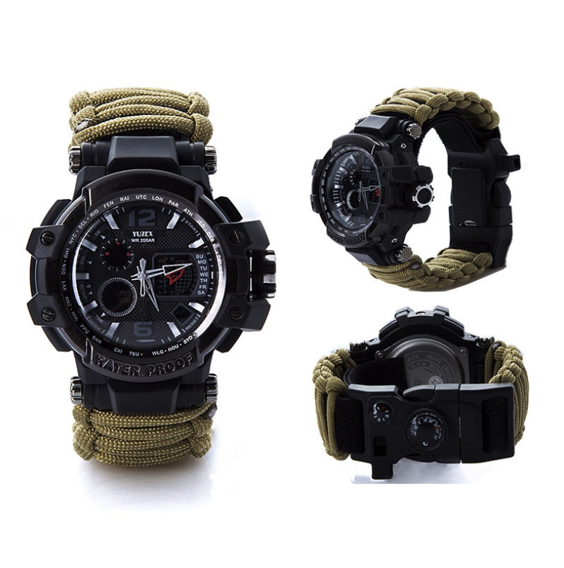 Multi-function Umbrella Rope Knife Buckle Watch | Waterproof | Compass