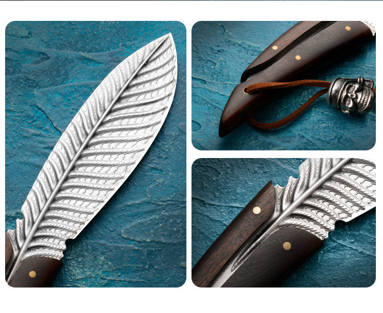 Feather Damascus Knife | Powder Steel | HRC 60