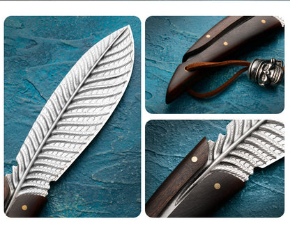 Feather Damascus Knife | Powder Steel | HRC 60