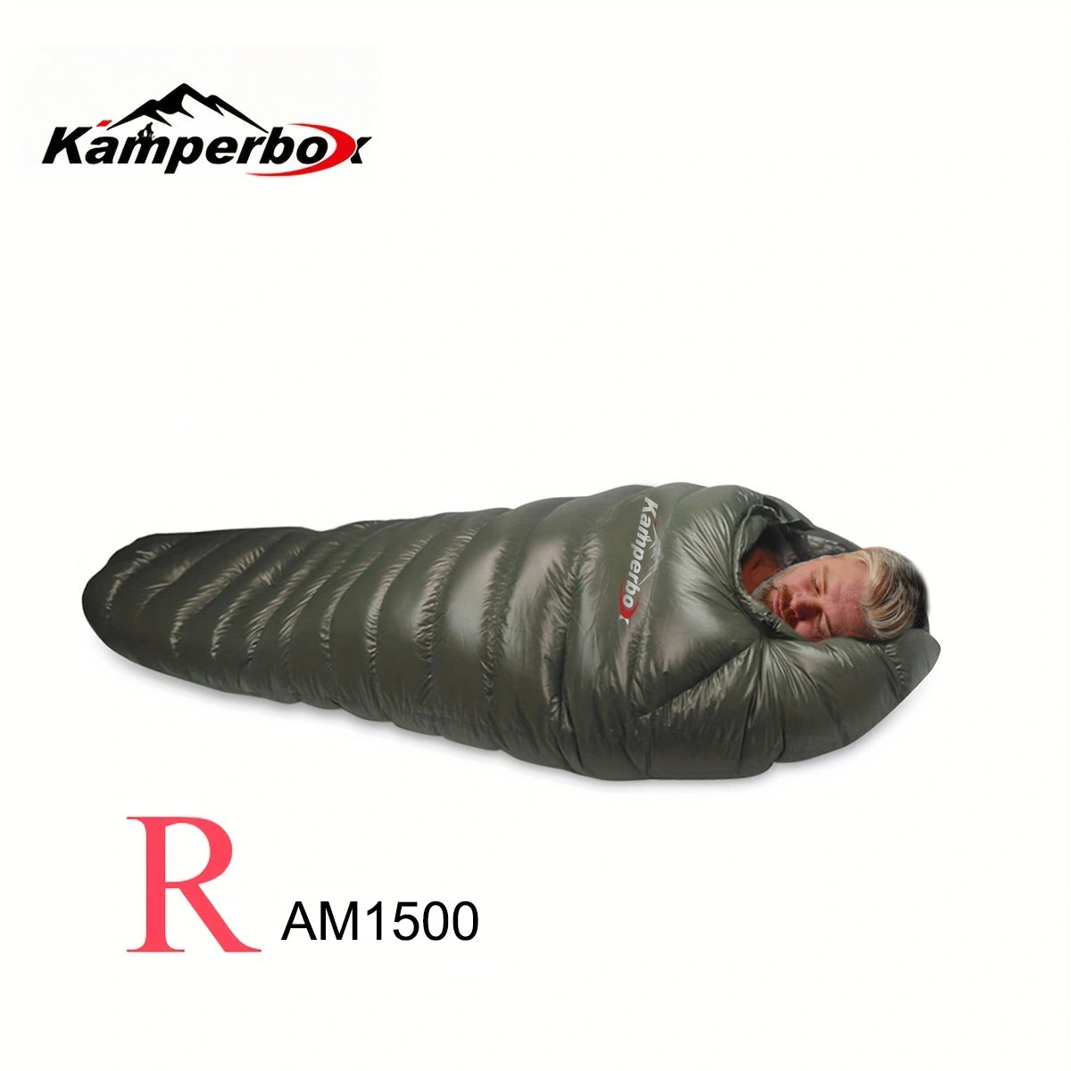 Goose Down Sleeping Bag Kamperbox AM1500 with Compression Sack for Winter Camping