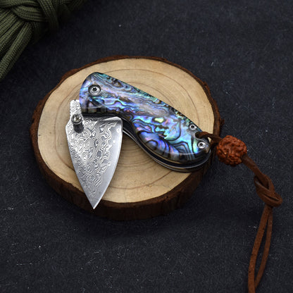 Mini Damascus Steel Folding Knife