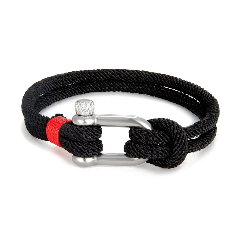 Stainless Steel U-shaped Sports Buckle Contrast Bracelet