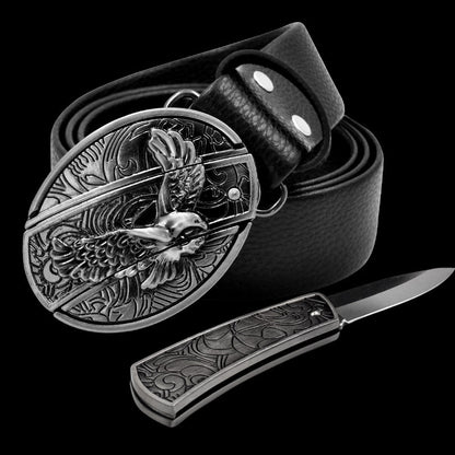 Hidden Belt Buckle knife | Leather |16 Styles