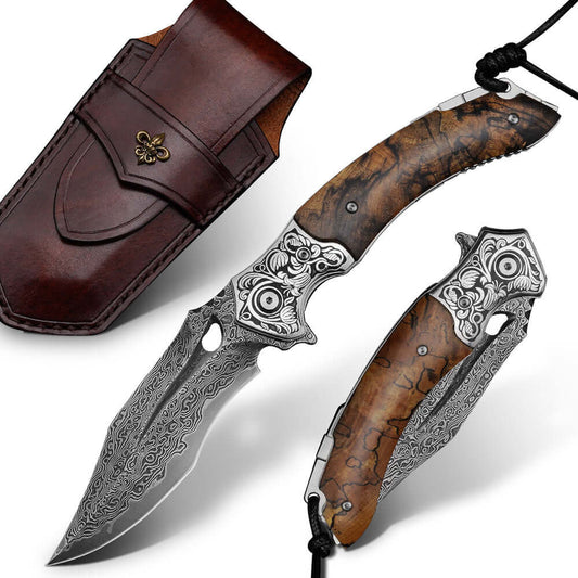 Damascus Steel Folding Knife |VG10 Steel | HRC 60-62