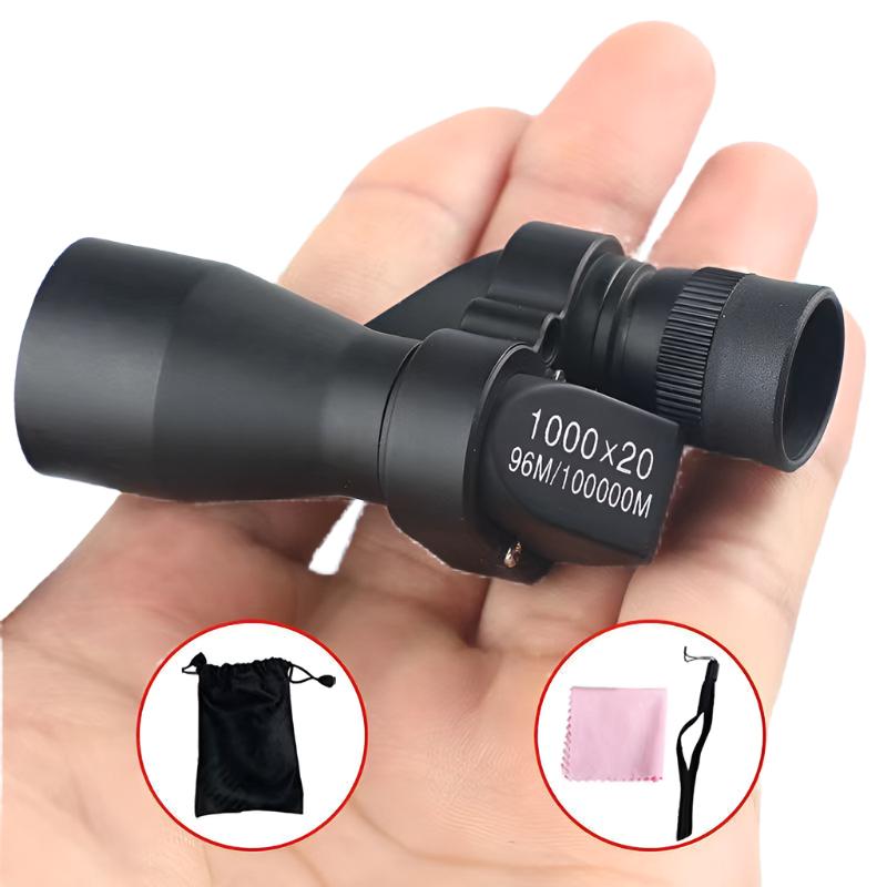 EDC Mini Monocular 1000X20 HD with accessories, showing its compact size for portable use.