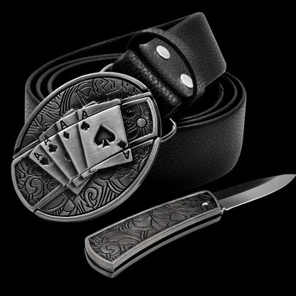 Hidden Belt Buckle knife | Leather |16 Styles