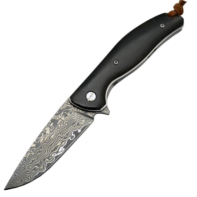 Damascus Steel Folding Knife Outdoor| HRC 58-59