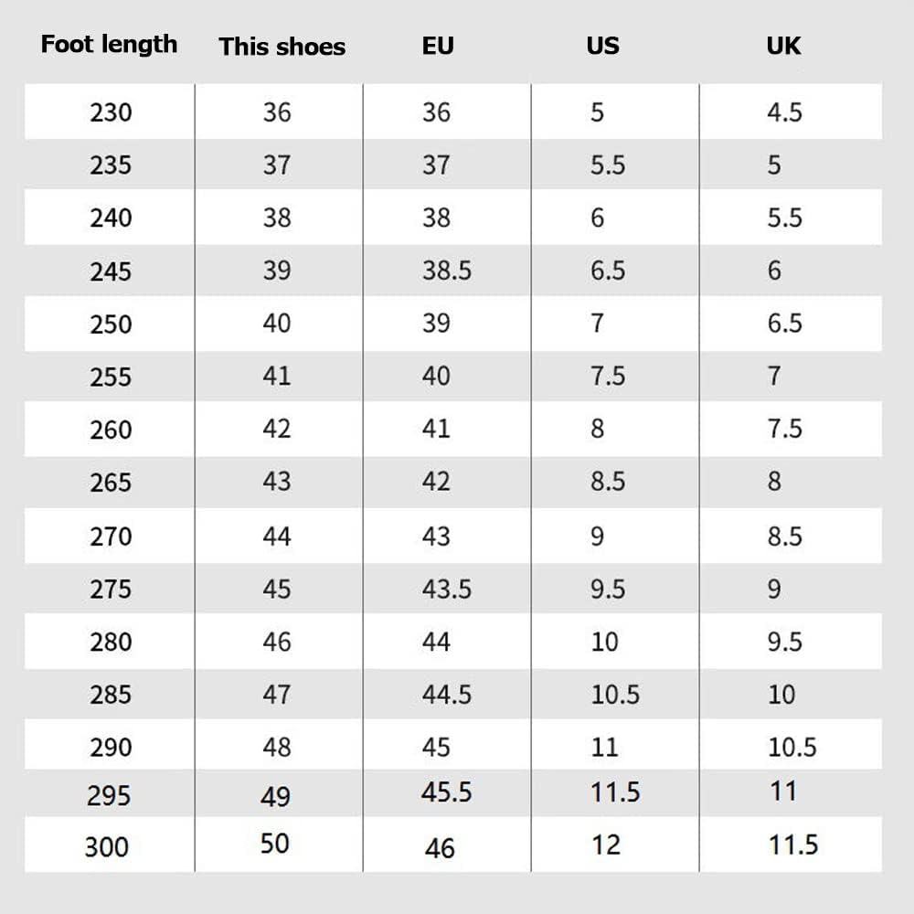 steel toe hiking shoes size chart