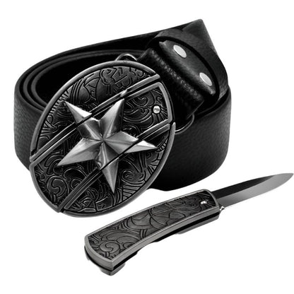 Hidden Belt Buckle knife | Leather |16 Styles