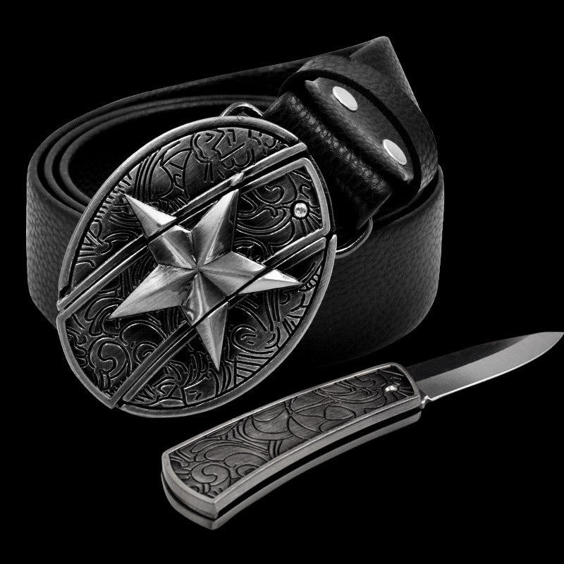 Hidden Belt Buckle knife | Leather |16 Styles