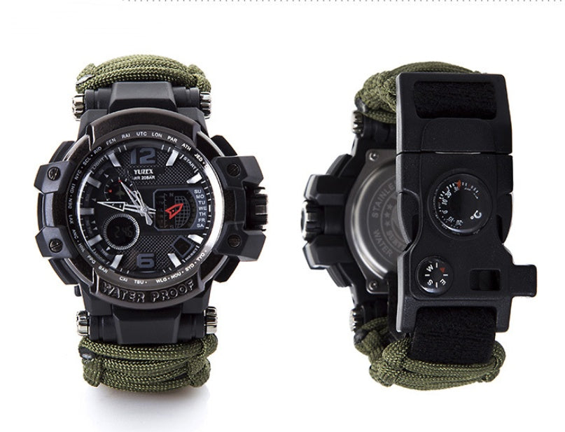 Multi-function Umbrella Rope Knife Buckle Watch | Waterproof | Compass