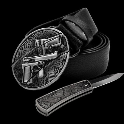 Belt With Hidden Buckle And Knife | 16 Styles