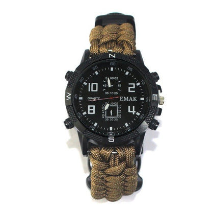 Survival Seven Core Umbrella Rope Woven Watch | AK17 Multi-Function Compass