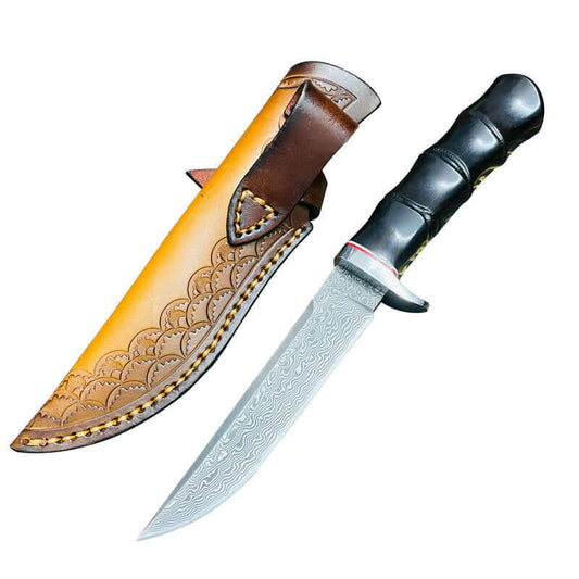 Mini Damascus Steel Knife | with Holster | HRC 58-60