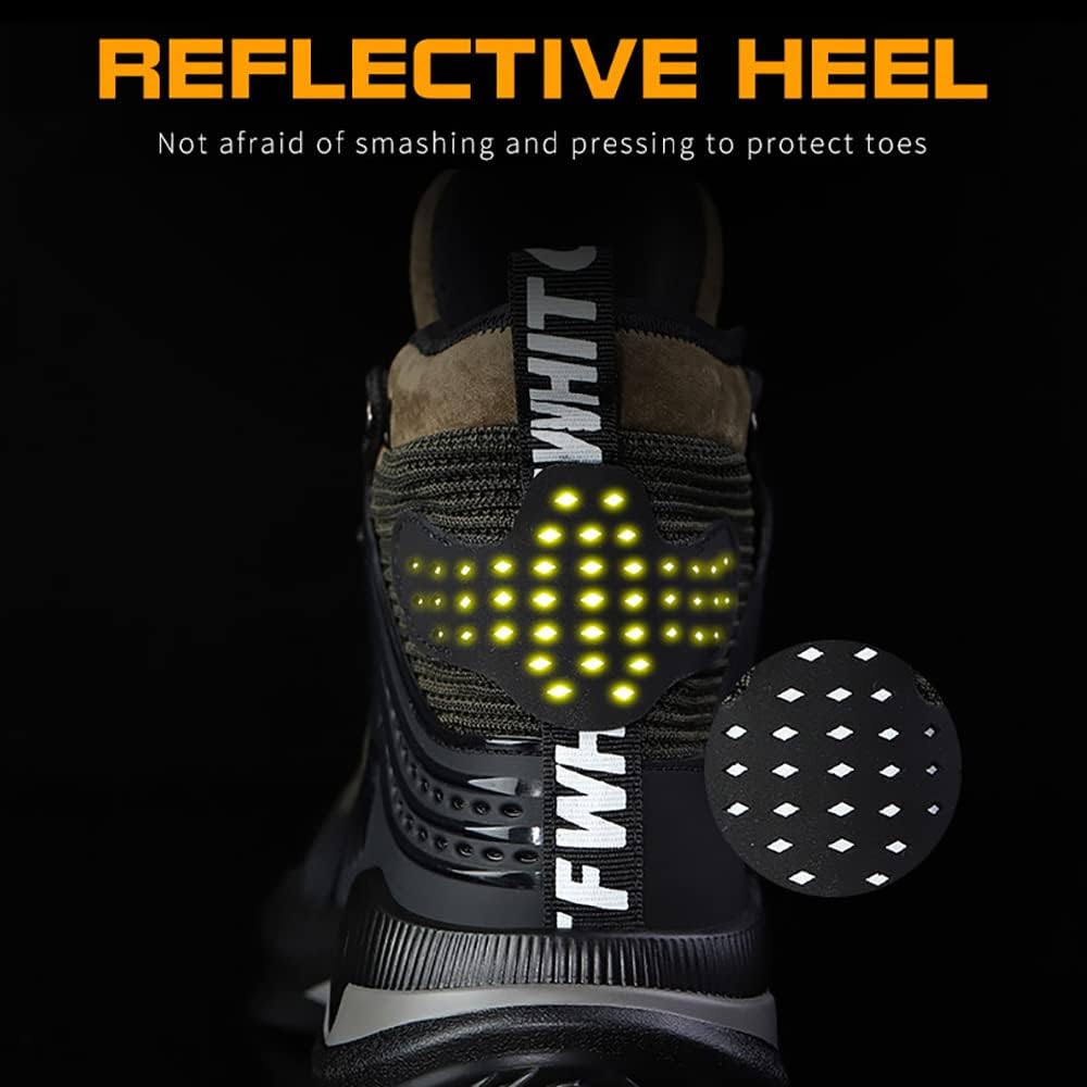 steel toe hiking sniker reflective heel