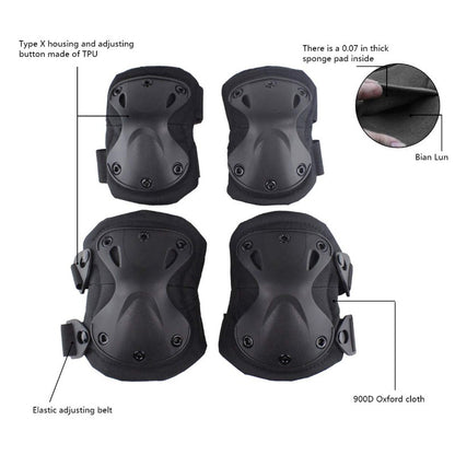 Tactical Knee and Elbow Pads Set for Outdoor Protection