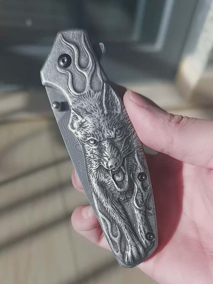 Damascus Steel Folding Knife | Powder Steel