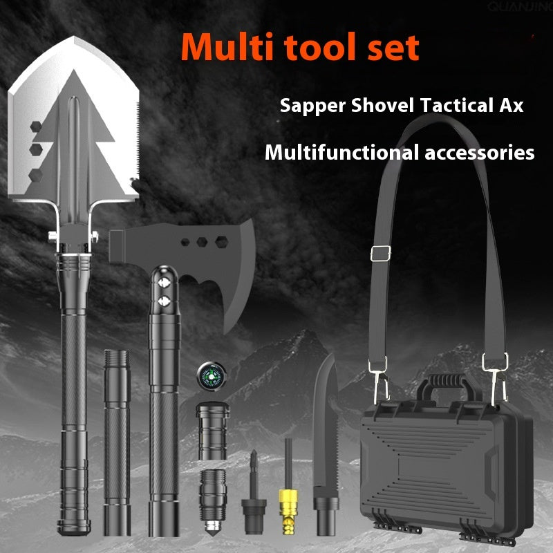 Military Shovel Hammer display with multifunctional accessories