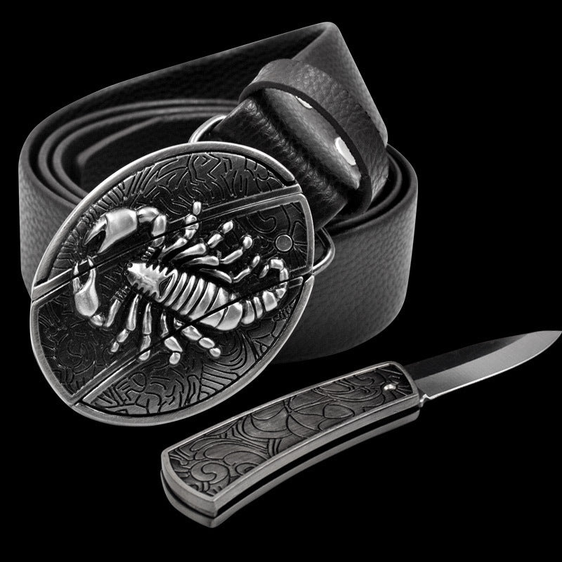 Hidden Belt Buckle knife | Leather |16 Styles