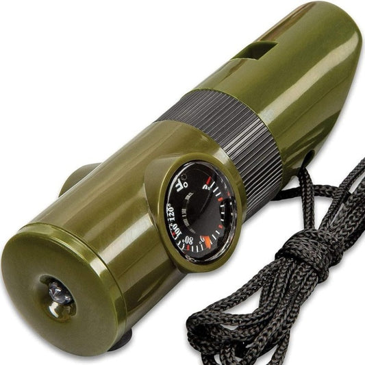 whistle flashlight compass tools