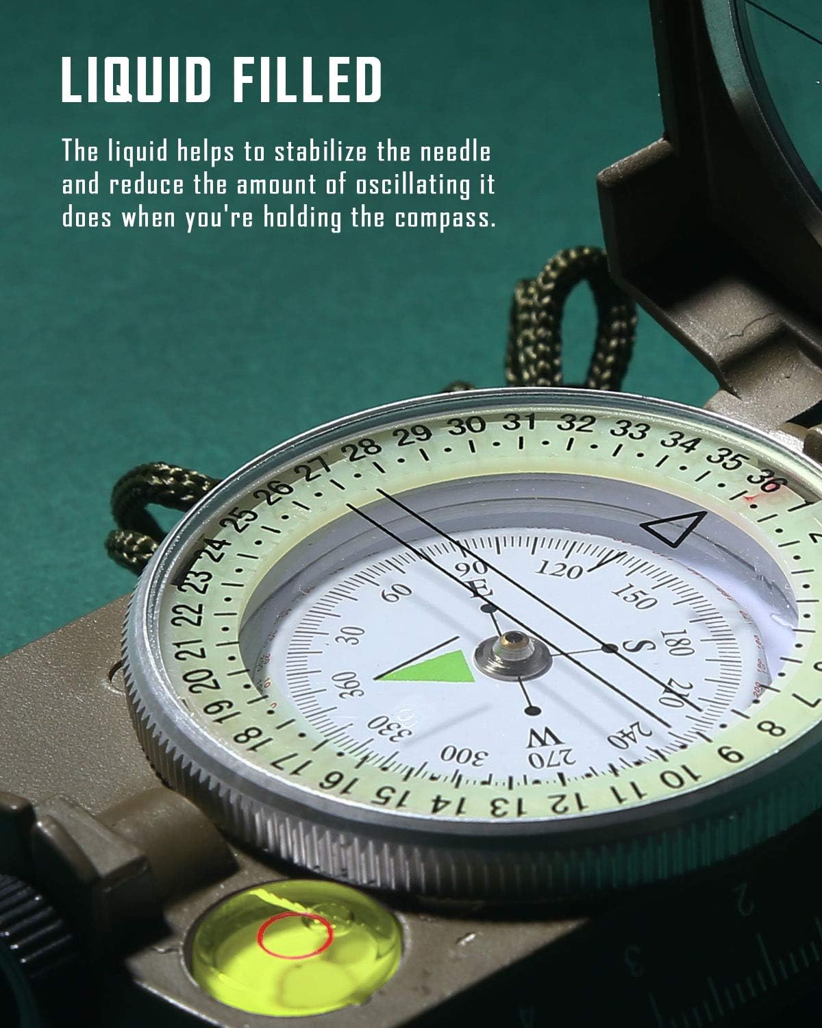 Military Grade Compass Lensatic Sighting | Waterproof| Shockproof