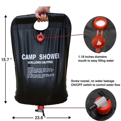 Camping Shower Bag | 20L | Solar Sun Heating