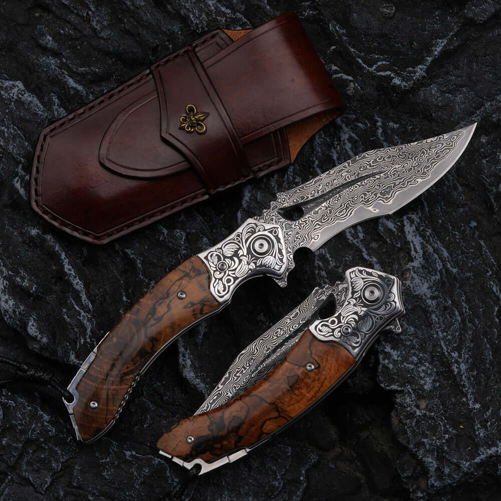 Damascus Knife|Folding |VG10 Steel | HRC 60-62