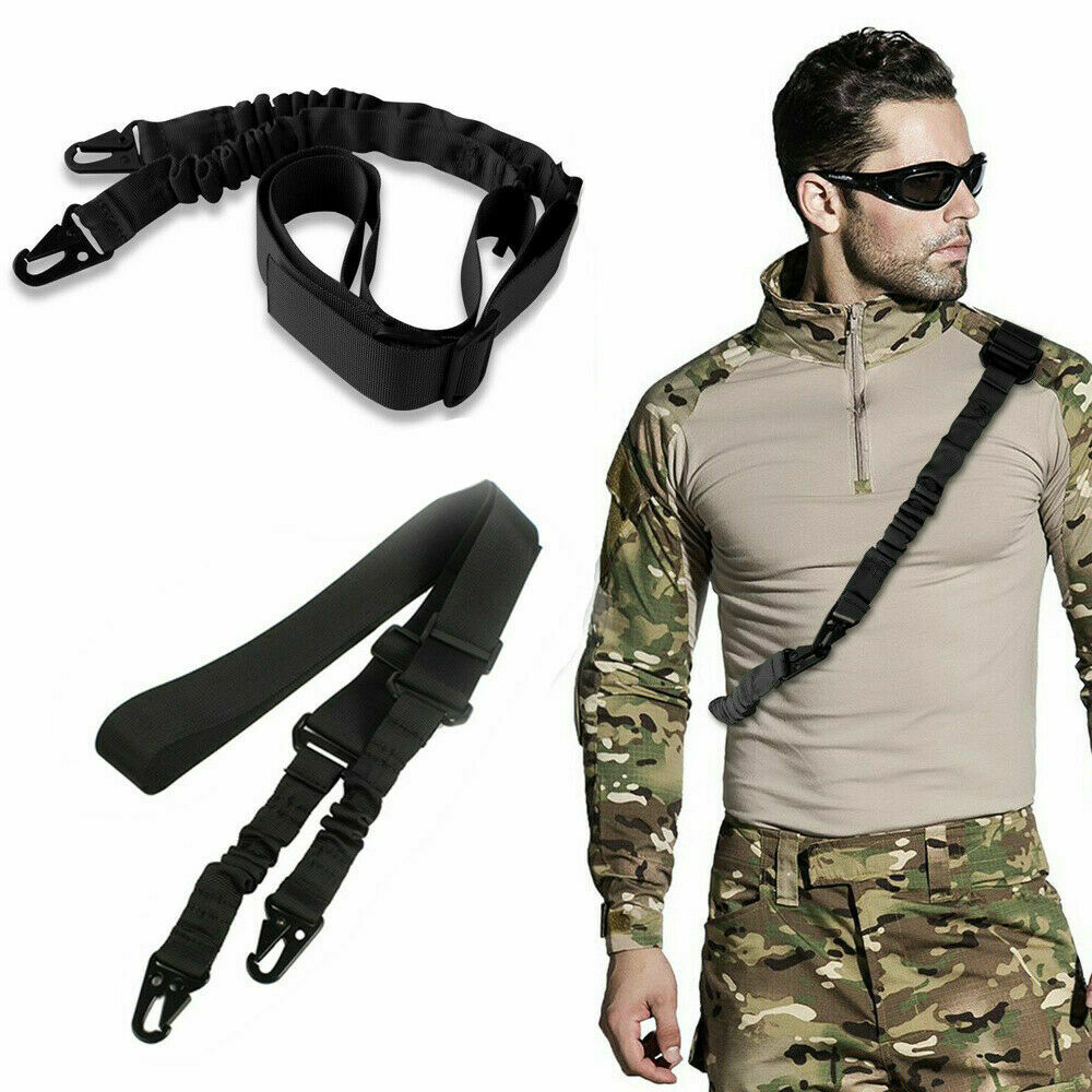 man wearing tactical slings for rifles 