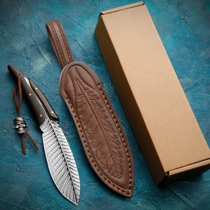 Feather Damascus Knife | Powder Steel | HRC 60