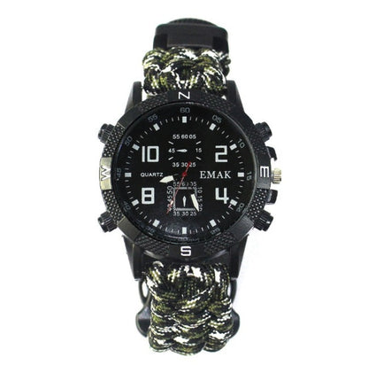 Survival Seven Core Umbrella Rope Woven Watch | AK17 Multi-Function Compass