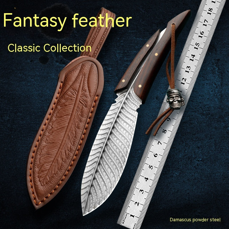 Feather Damascus Knife | Powder Steel | HRC 60