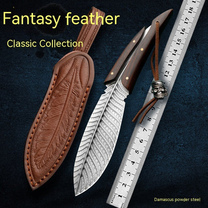 Feather Damascus Knife | Powder Steel | HRC 60