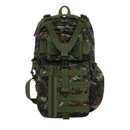 EastWest U.S.A RT525 waterproof traveling bag with MOLLE system and adjustable strap in camouflage design.