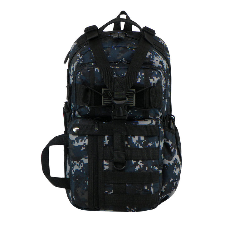 EastWest U.S.A RT525 waterproof traveling bag with adjustable strap and MOLLE system in a digital camo pattern.