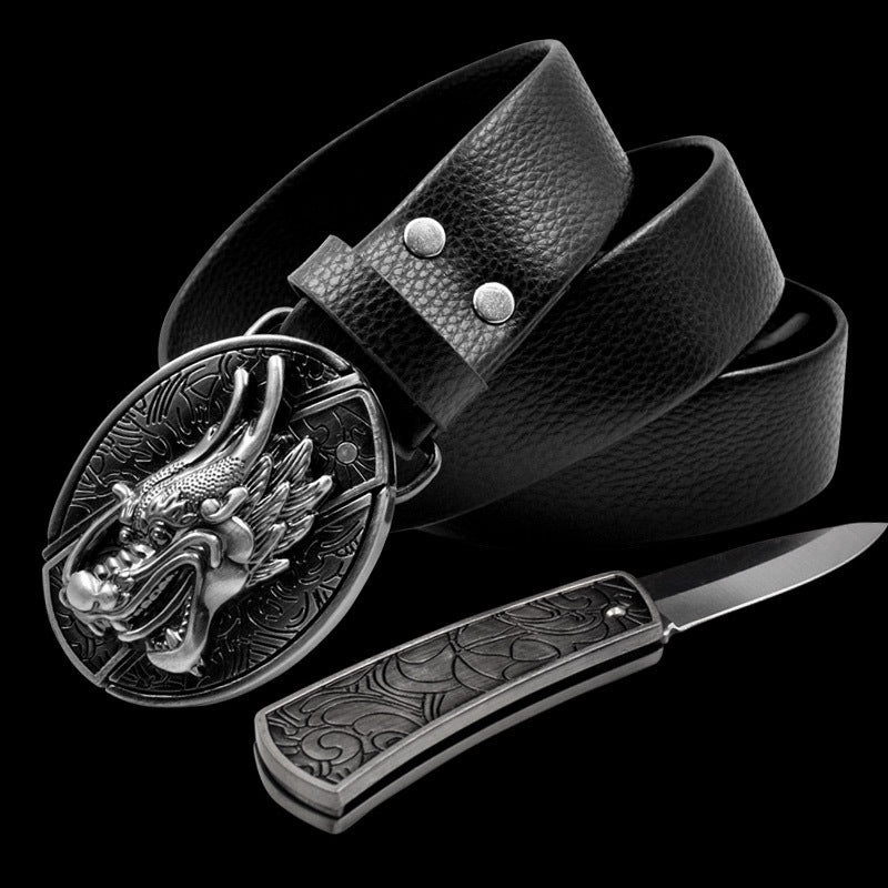 Belt With Hidden Buckle And Knife | 16 Styles