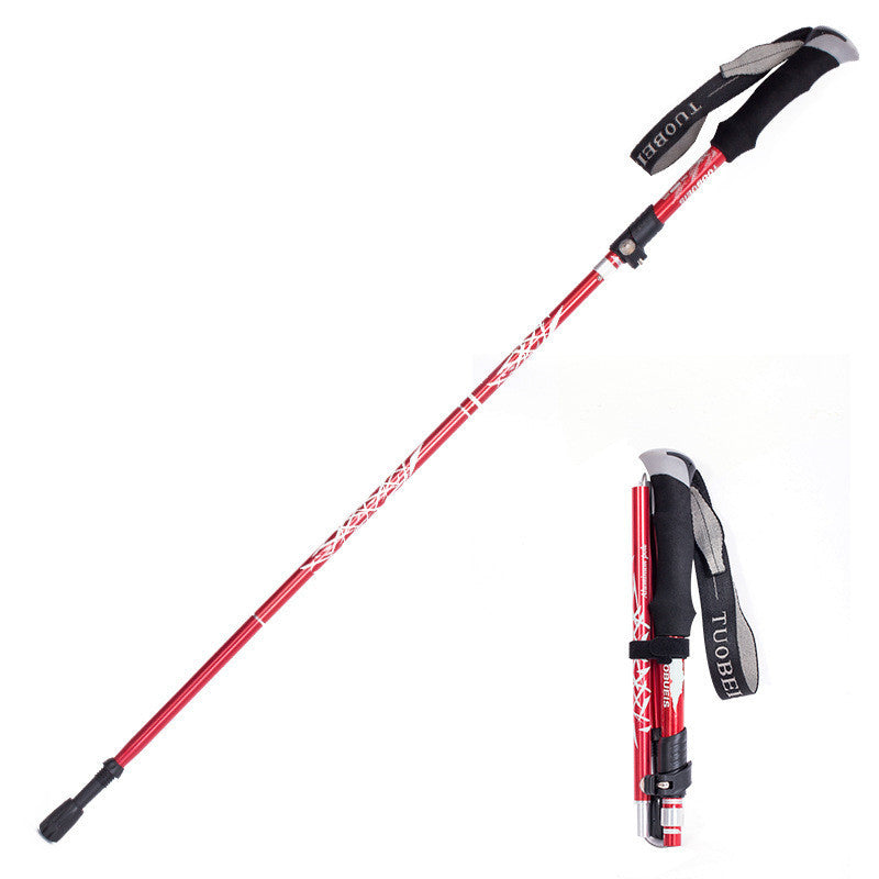 Ultralight Aluminum Alloy Survival Walking Stick: 5-Section Adjustable Trekking Pole