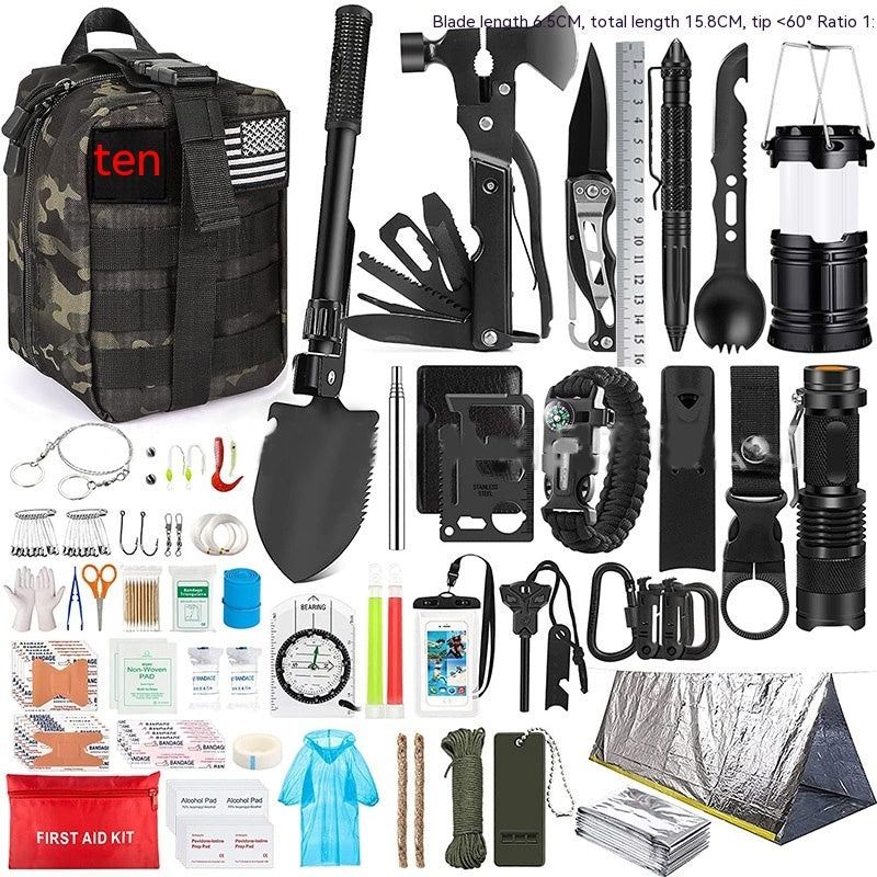 Military Survival Kit with Survival Axe & Shovel