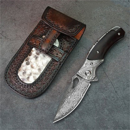 Damascus Steel Folding Knife | Steel Core VG10| HRC 60