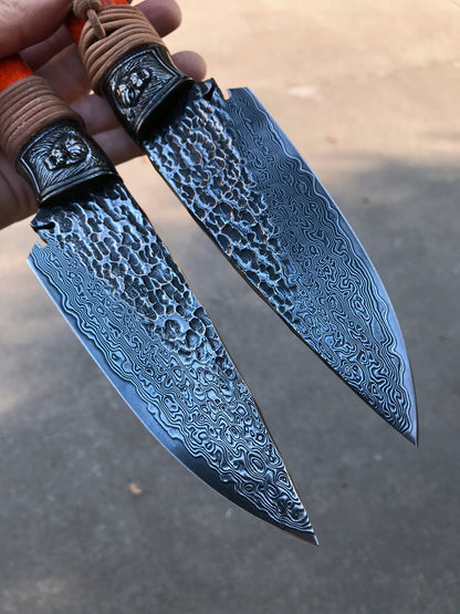 Hand Forged Patterned Steel Knife | HRC 60-61 | VG-10 | E52100 Steel